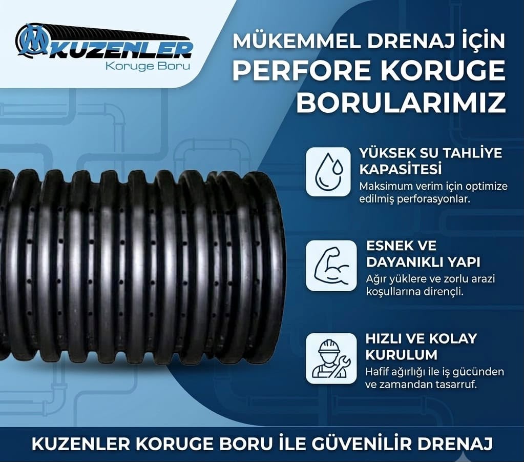 Delikli Koruge Drenaj Borusu (Perfore Koruge Boru) galeri 1